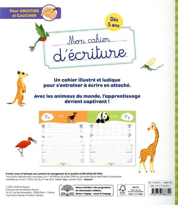 Mon cahier d’écriture : animaux du monde : des 5 ans – Image 2